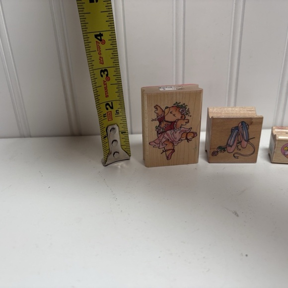 Vintage Y2K Wooden Rubber Stamp Lot Of 3 Ballet Dance Bear Ballerina - Picture 3 of 3